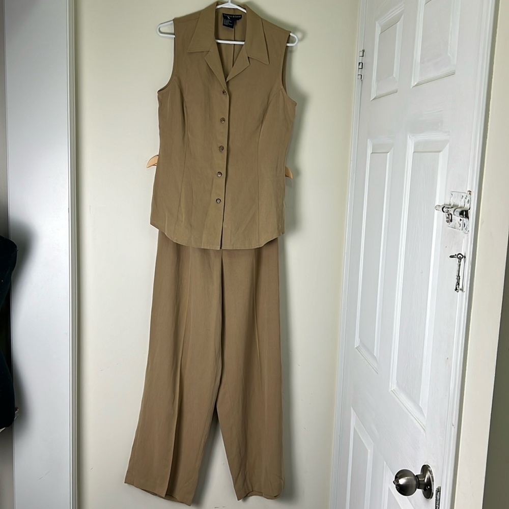 Tristan Waistcoat Vest & Hi rise wide leg Pants Two Set Size Medium